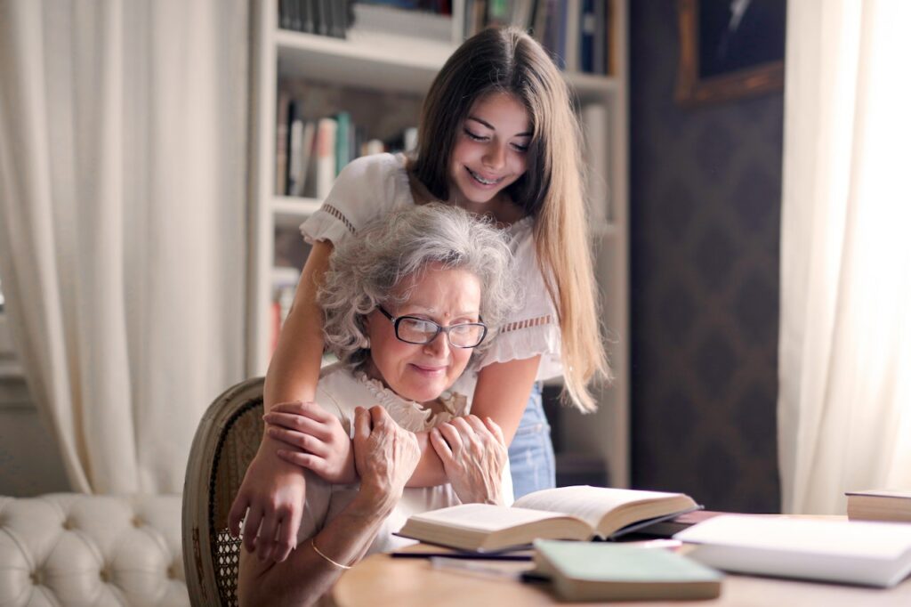 Hugging grandma